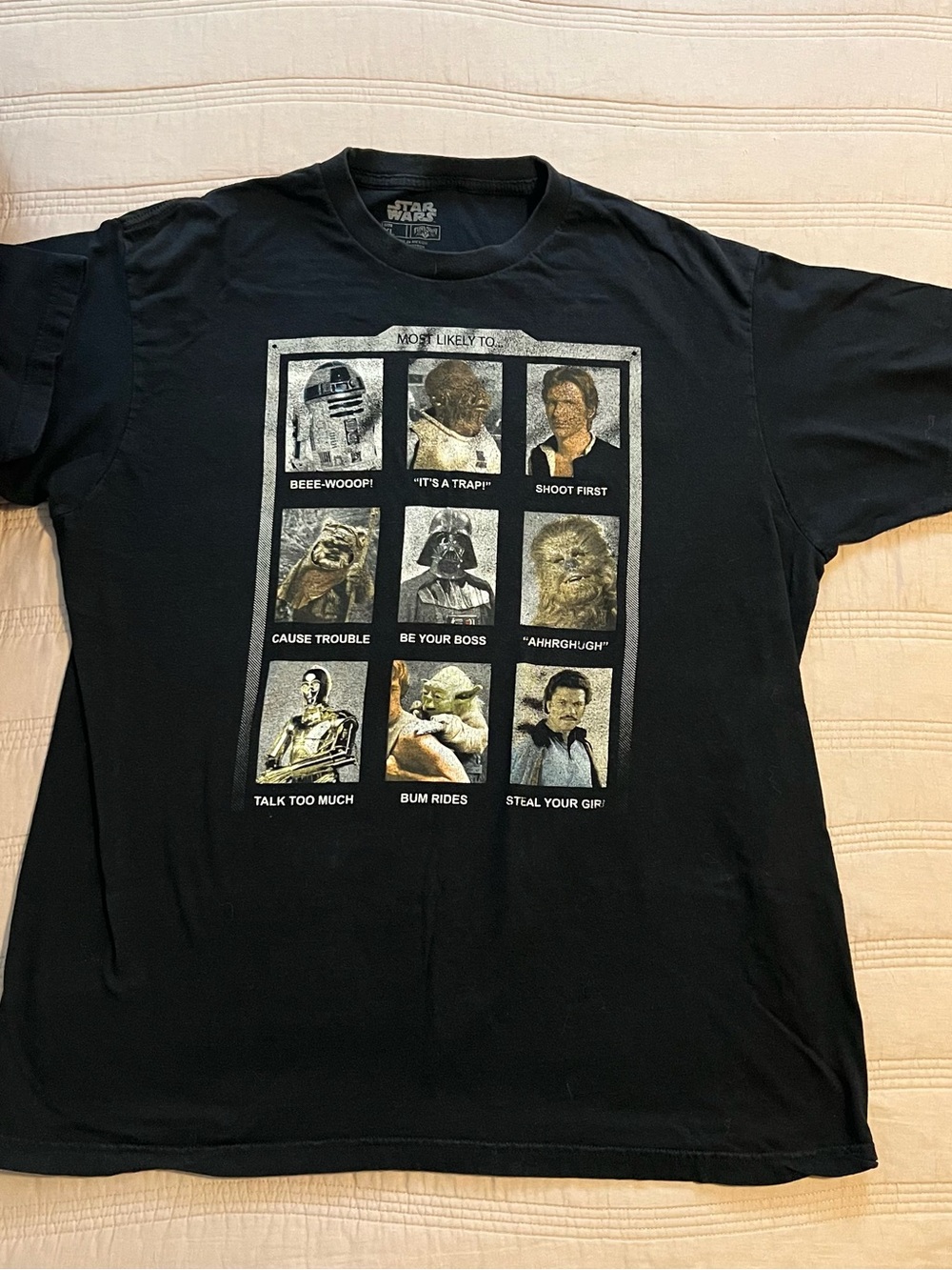 Star Wars Black Short Sleeve Tee Character Panel Graphic Cotton